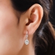 Turkizite and Natural Cambodian Zircon Dangling Earrings (with Lever Back) in Platinum Overlay Sterling Silver 1.66 Ct.