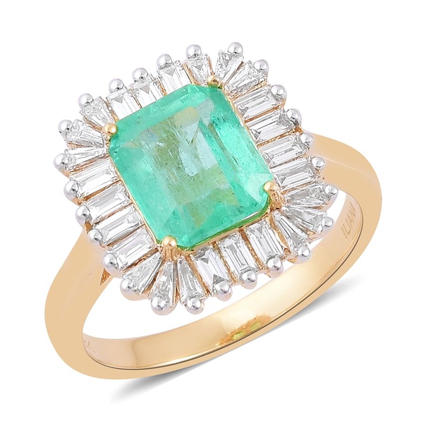 ILIANA 18K Y Gold Boyaca Colombian Emerald (Oct 2.50 Ct), Diamond Ring 3.000 Ct.