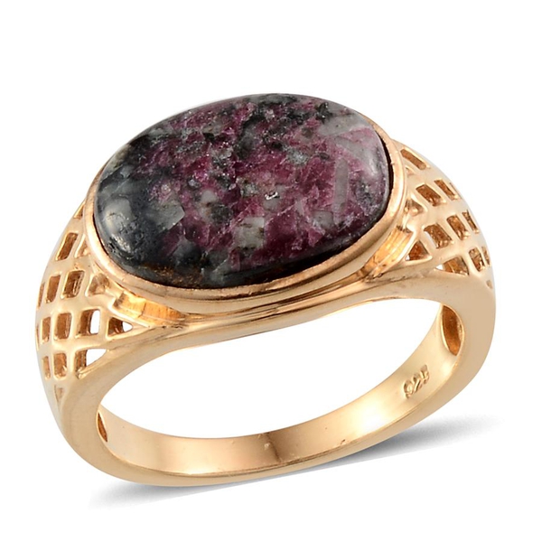 Natural  Eudialyte (Ovl) Solitaire Ring in 14K Gold Overlay Sterling Silver 4.750 Ct.