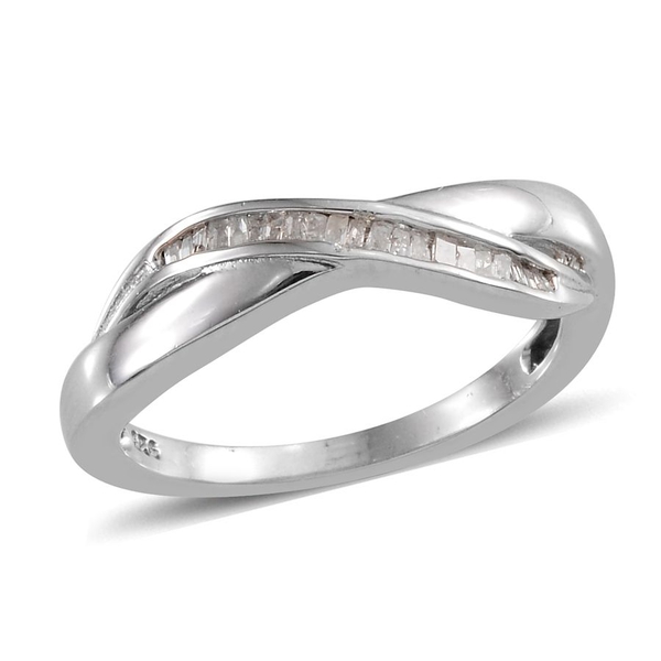 Diamond (Bgt) Ring in Platinum Overlay Sterling Silver