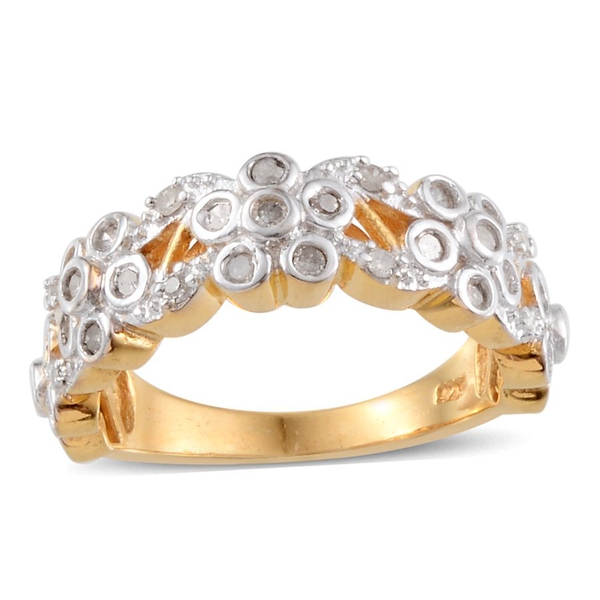 Diamond (Rnd) Ring in Yellow Gold Overlay Sterling Silver 0.200 Ct.