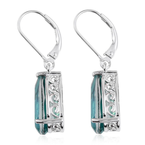 Peacock Quartz (Pear) Lever Back Earrings in Platinum Overlay Sterling Silver 10.000 Ct.