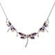 LucyQ Dragonfly Collection- Natural Hebei Peridot, Rhodolite Garnet and Amethyst Necklace (Size:16 w