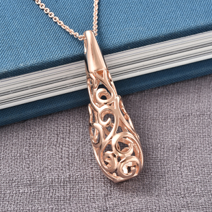 LucyQ Air Drip Collection - Rose Gold Overlay Sterling Silver Air Drip Pendant with Chain (Size 20/24/30), Silver Wt. 11.02 Gms