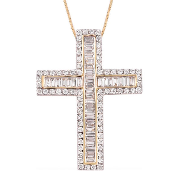 ILIANA 1 Carat IGI Certified SI GH Diamond Cross Pendant With Chain in 18K Gold