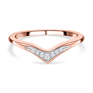 Diamond Wishbone Ring in Vermeil Rose Gold Overlay Sterling Silver