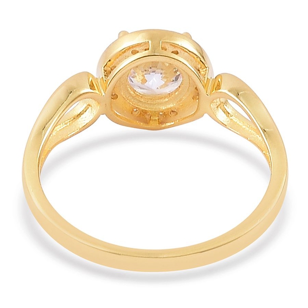 ELANZA AAA Simulated White Diamond Ring in Yellow Gold Overlay Sterling Silver