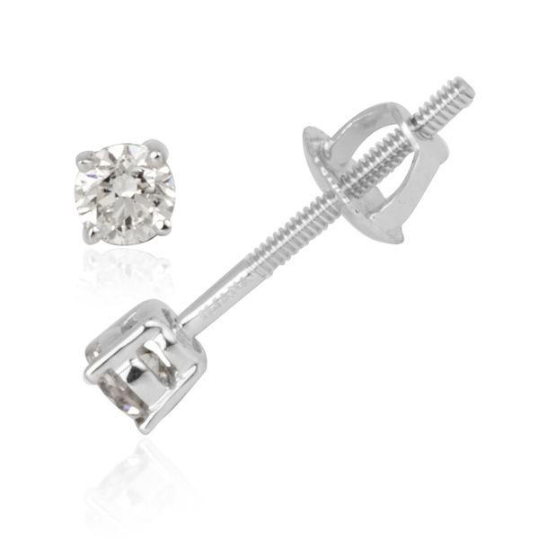 ILIANA 18K White Gold IGI Certified Diamond (Rnd) (SI/G-H) Stud Earrings (with Screw Back) 0.250 Ct.