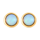 Ethiopian Welo Opal (Rnd) Solitaire Studs Earrings (with Push Back) in 14K Gold Overlay Sterling Sil