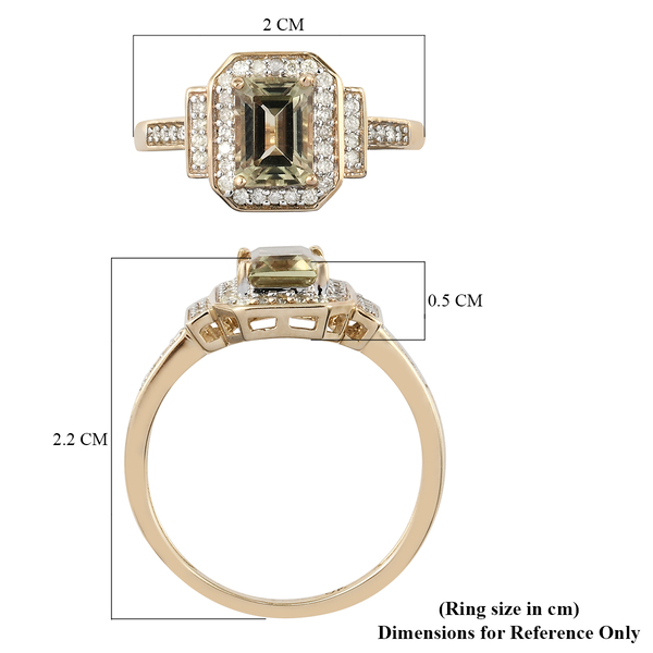 9K Yellow Gold Turkizite and Diamond Ring 1.43 Ct