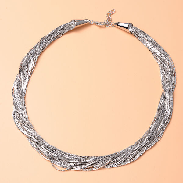 Twisted Rope Style Necklace (Size 20) in Silver Tone 6039319 TJC