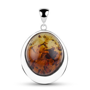 Baltic Amber Pendant in Sterling Silver, Silver Wt. 13.30 Gms