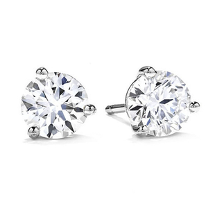 New York Close Out 14K White Gold AAA Cubic Zirconia Stud Earrings (With Push Back) Carat Wt 1.50 Ca