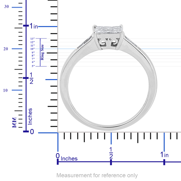 ILIANA 18K White Gold 0.50 Carat Diamond Princess Ring Invisible Set IGI Certified Diamond SI G-H.