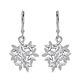 Moissanite Leaf Dangling Earrings ( With Lever Back) in Rhodium Overlay Sterling Silver