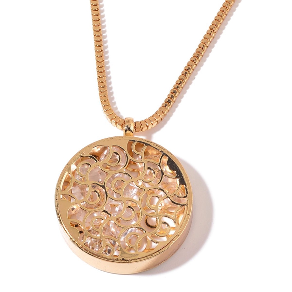 AAA Simulated White Diamond Pendant With Chain in Gold Tone