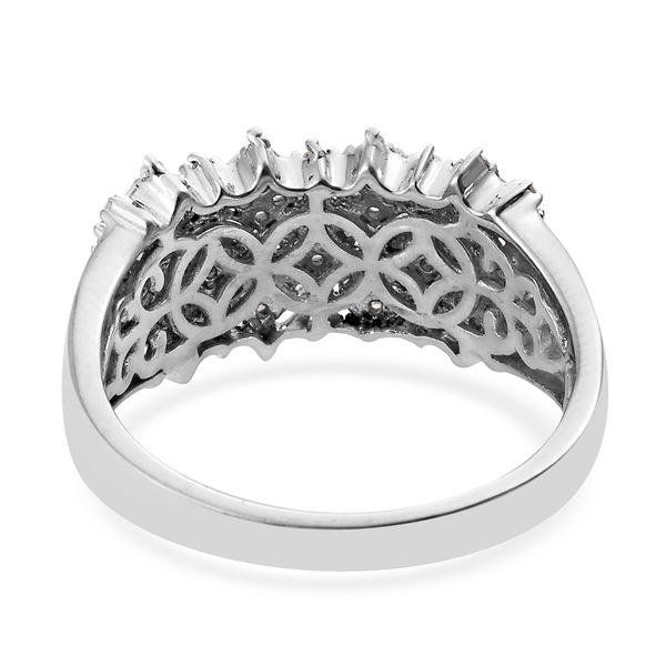 Diamond (Bgt) Ring in Platinum Overlay Sterling Silver 0.750 Ct. Silver wt 5.13 Gms. Number of Diamonds 114