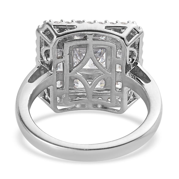 Lustro Stella Platinum Overlay Sterling Silver Cluster Ring Made with Finest CZ 5.13 Ct.