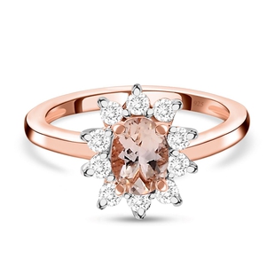 Morganite and Natural Cambodian Zircon Ring in 14K Rose Gold Overlay Sterling Silver
