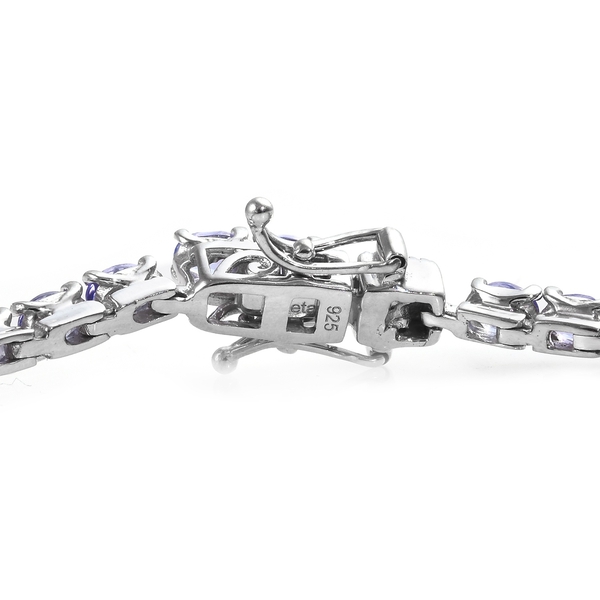 Tanzanite (Ovl) Tennis Bracelet (Size 8) in Platinum Overlay Sterling Silver 7.00 Ct, Silver wt 8.00 Gms