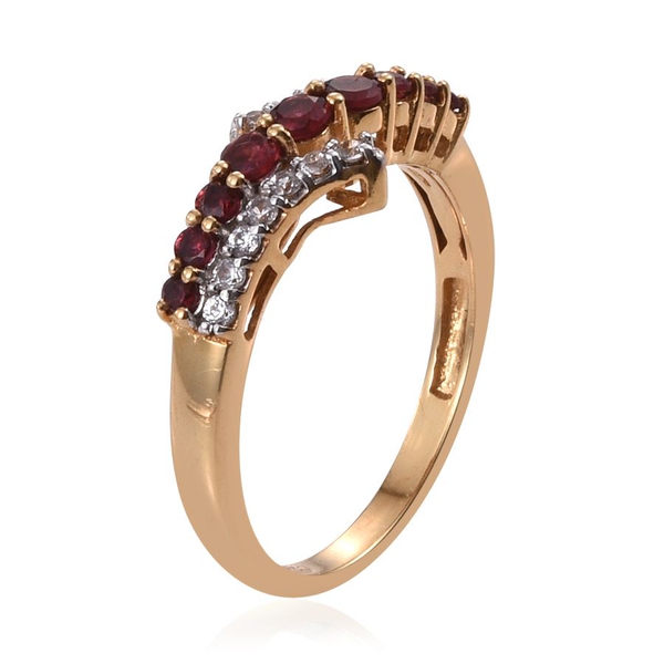Mahenge Spinel (Rnd), Natural Cambodian Zircon Ring in 14K Gold Overlay Sterling Silver 0.750 Ct.