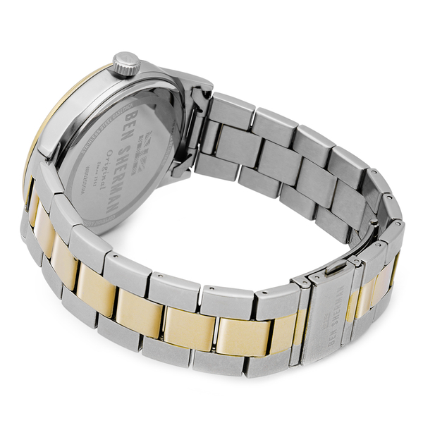 Ben Sherman Matte Silver Dial Watch with Silver and Gold Chain Strap
