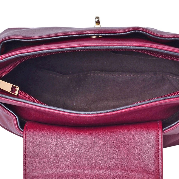 Kingston Burgundy Colour Crossbody Bag with Adjustable and Removable Shoulder Strap (Size 24x18x11 Cm)