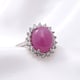 AIG Certified Natural Pink Sapphire and Natural Cambodian Zircon Halo Ring in Rhodium Overlay Sterling Silver 8.17 Ct.