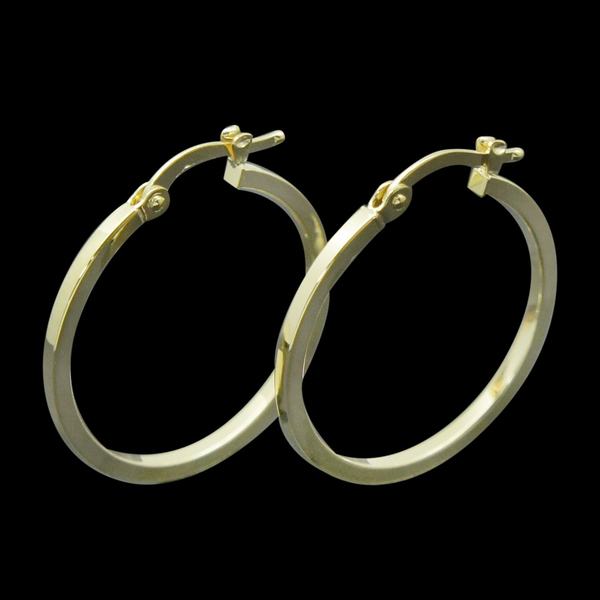 Royal Bali Collection 9K Yellow Gold 25 mm Hoop Earrings (with Clasp)