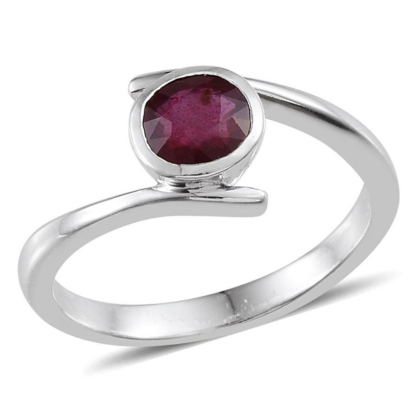 African Ruby (Rnd) Solitaire Ring in Platinum Overlay Sterling Silver 2.000 Ct.