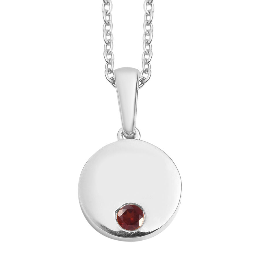 2 Piece Set - Red Garnet Pendant and Cable Chain CL-35 Sterling Silver 0.10 ct 0.100 Ct.
