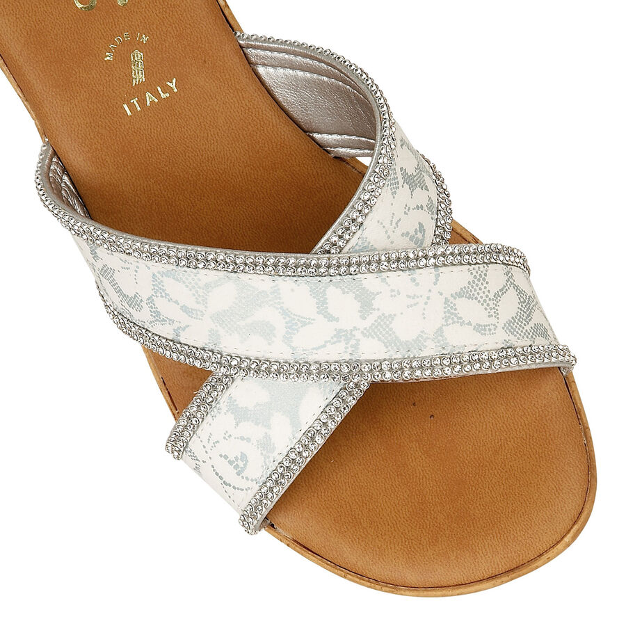 Lotus White Perla Mule Wedge Sandals M3581730 TJC