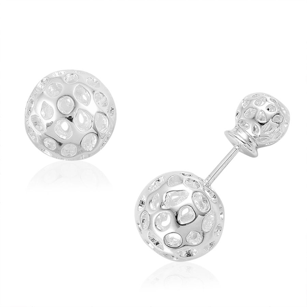 RACHEL GALLEY Sterling Silver Front and Back Globe Stud Earrings (with Push Back), Silver wt 4.43 Gm