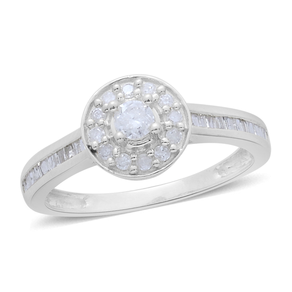 9K White Gold 0.50 Carat Diamond Halo Ring SGL Certified I3 G-H