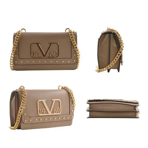 19V69 ITALIA by Alessandro Versace Crossbody Bag Detachable with Chain Strap (Size 27x6x17Cm) - Dark Beige