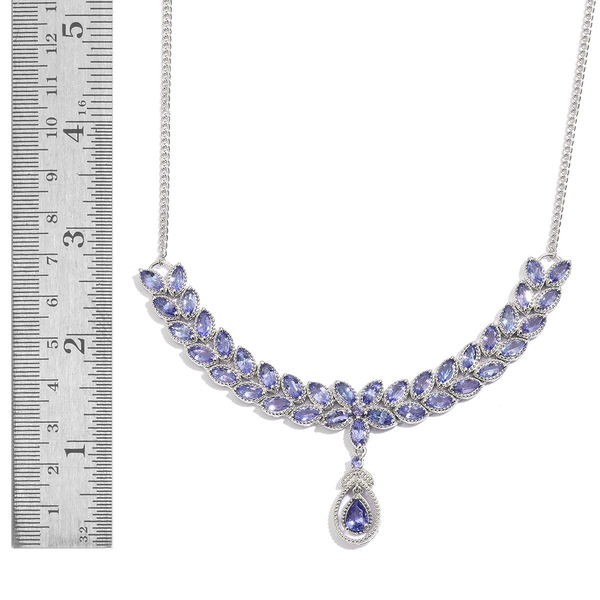 Tanzanite (Pear 0.65 Ct) Necklace (Size 18) in Platinum Overlay Sterling Silver 9.250 Ct.