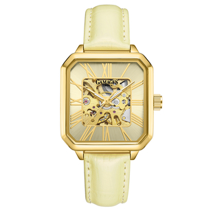 Gamages Of London Skeleton Oasis Ladies Automatic Movement Gold Dial Water Resistant Watch with Gold