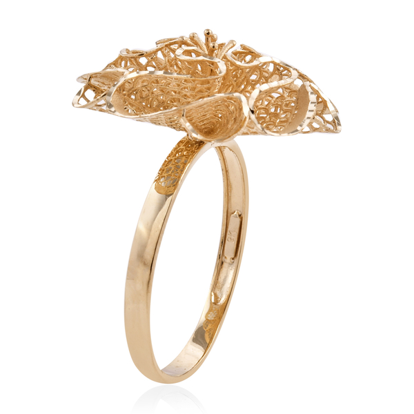 Royal Bali Collection 9K Yellow Gold Diamond Cut Floral Ring Gold Wt 2.42 Grams