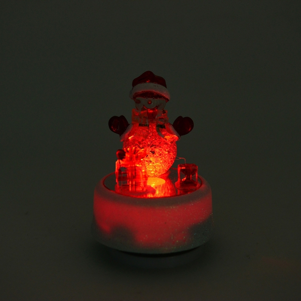 Home Decor - Multi Colour LED Light Rotating Musical Snowman with Red Hat and Gifts (Size 15X8 Cm)