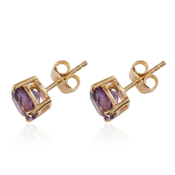 Amethyst (Rnd) Stud Earrings (with Push Back) in 14K Gold Overlay Sterling Silver 2.750 Ct.