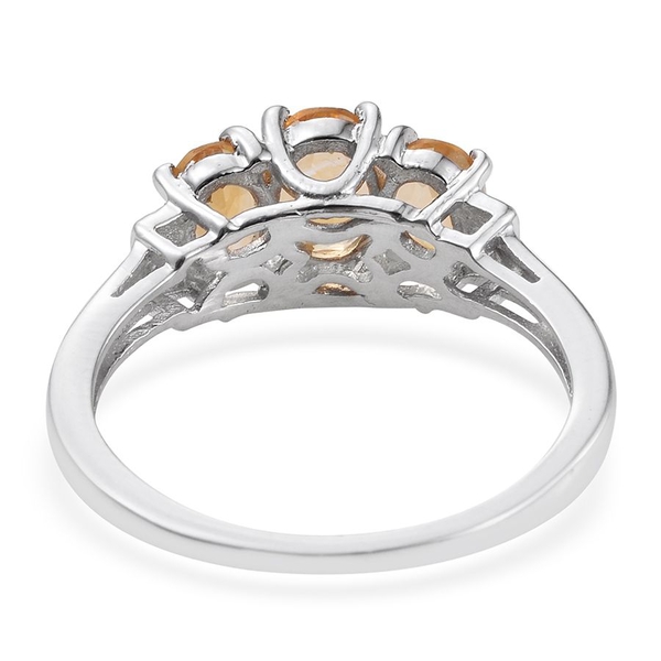 Citrine (Ovl 0.75 Ct) 3 Stone Ring in Platinum Overlay Sterling Silver 1.750 Ct.