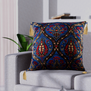 Set of 2 Turkish Cushion Covers with Zipper Closure - Blue