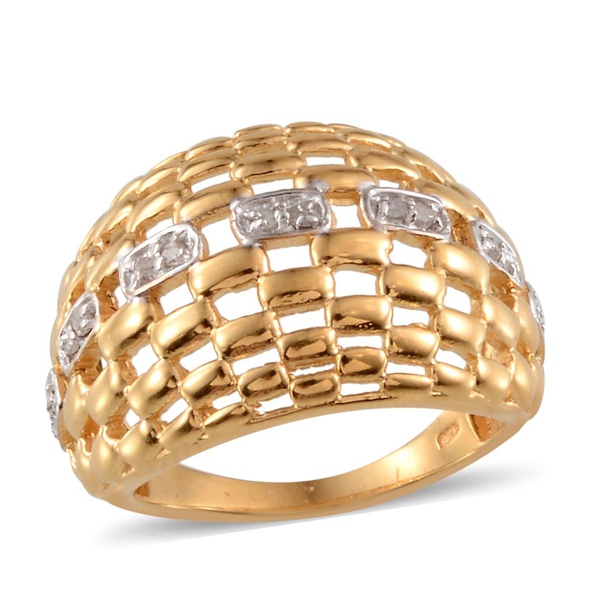 Diamond (Rnd) Ring in Yellow Gold Overlay Sterling Silver 0.100 Ct.