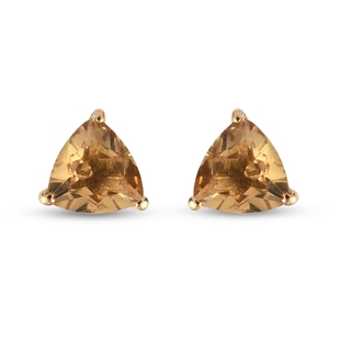 Citrine Stud Earrings (with Push Back) in 14K Gold Overlay Sterling Silver 1.64 Ct
