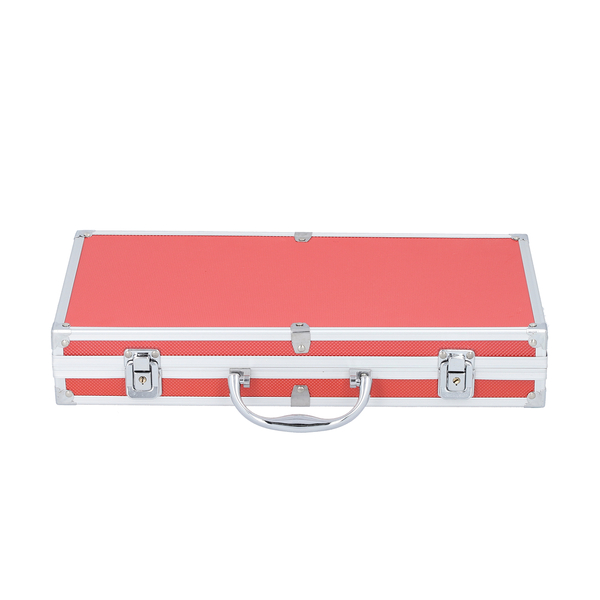Portable Small Dot Pattern Jewellery Box with Handle and Anti Tarnish Lining in Lock Clasp (Size:38x21x6 Cm) - Red