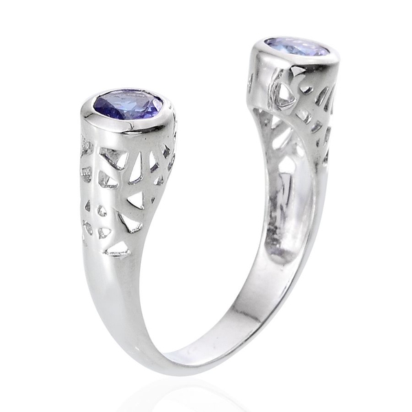 Tanzanite (Rnd) Open Ring in Platinum Overlay Sterling Silver 1.000 Ct.