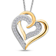 ELANZA Simulated Diamond Heart Pendant With Chain (Size 20) in Two Tone Overlay Sterling Silver