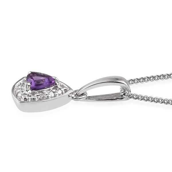 Amethyst (Trl), Diamond Pendant with Chain and Lever Back Earrings in Platinum Overlay Sterling Silver 0.780 Ct.