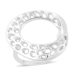 RACHEL GALLEY Warp Collection - Rhodium Overlay Sterling Silver Lattice Ring, Silver Wt 6.74 Gms