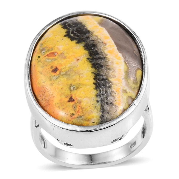 Bumble Bee Jasper (Ovl) Ring in Platinum Overlay Sterling Silver 30.000 Ct.